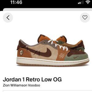 NWOT & BOX- JORDAN 1 retro Low OG - ZION WILLIAMSON VOODOO sneakers